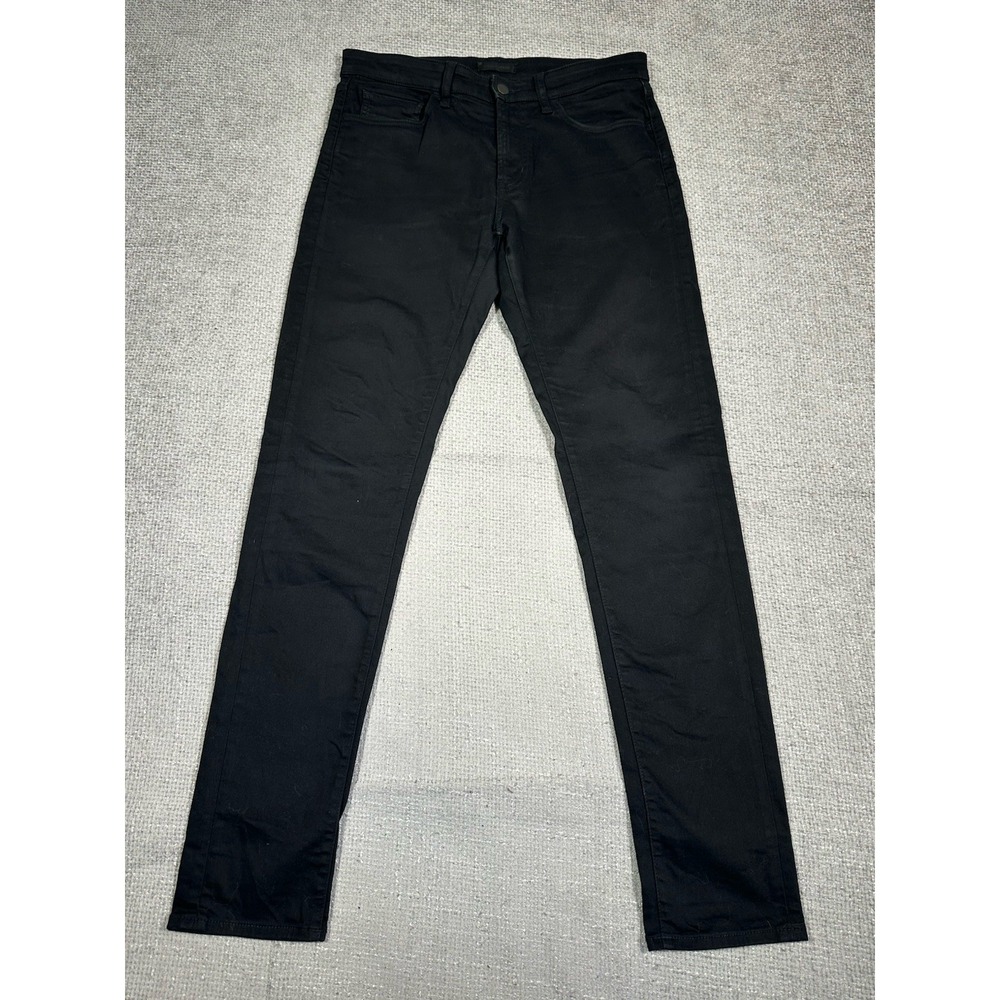 Uniqlo Mens Jeans 31x33.5 Black Skinny Tapered Low Rise‎ Stretch Denim
